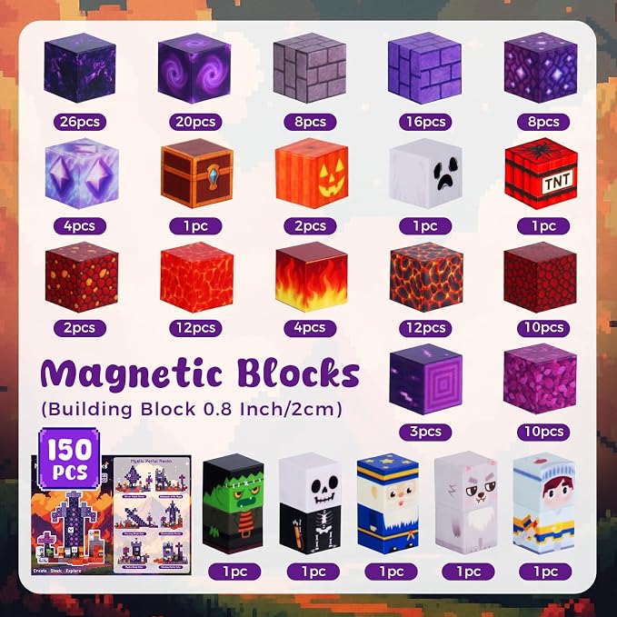 3 otters 150PCS Magnetic Building Blocks, with a Storage Bag, Portal - Image 7