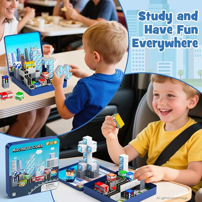 City Traffic Magnetic Blocks Set Fully Encased Magnets Non-Toxic - Image 2
