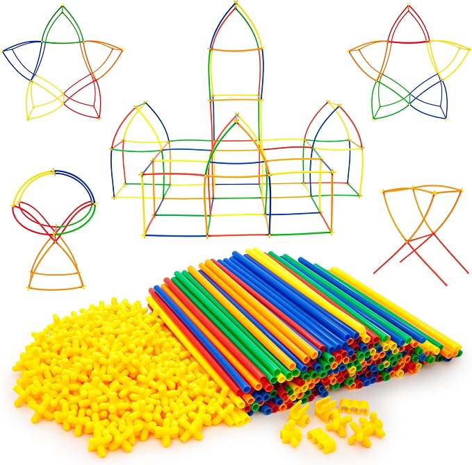 PicassoTiles 400 Piece Straws and Connectors, STEM Construction Set Ages 3+ by PicassoTiles
