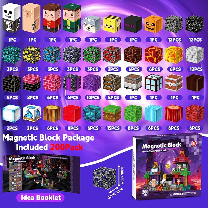 200pcs Magnetic Building Blocks Magnetic Cubes STEM Sensory Toy for Ages 3+ - Image 2