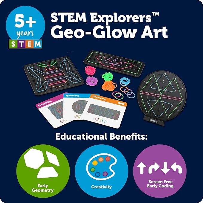 Learning Resources STEM Explorers Geo-Glow Art Kit - Glow in The Dark Toys, Kids Art Display, Homeschool, Fine Motor Skills, Critical Thinking for Kids - Image 5