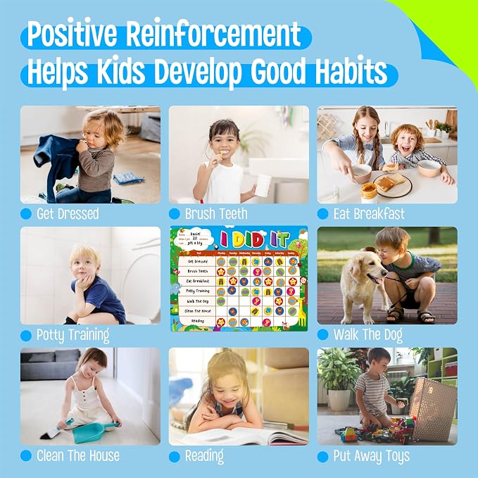 Magnetic Reward Chart, Dry Erase Task Board-One Chart & 72 Magnetic Reward Magnets, Jungle Theme Behavior Tracker for Daily Routine, Potty Training - Image 6