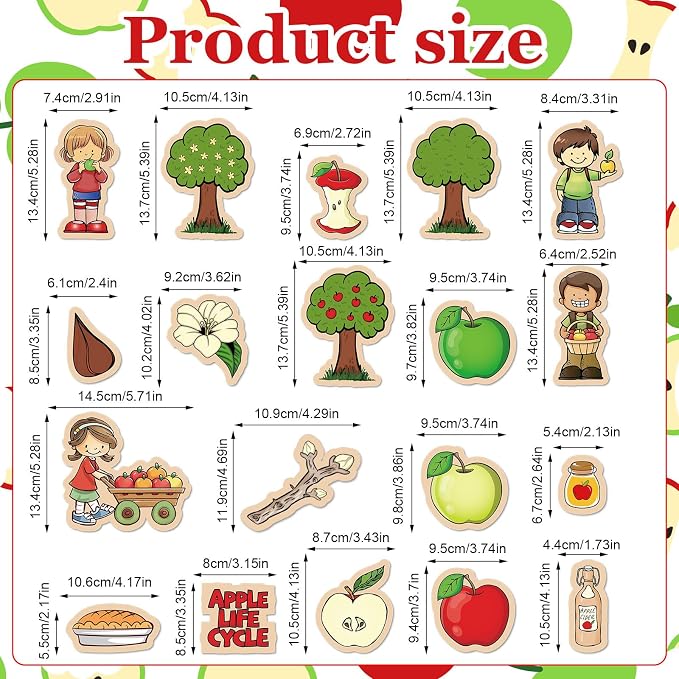 19 Pcs Apple Life Cycle Felt Board Story Sets Apple Life Cycle Felt Board Pieces for Preschool Classroom Kindergarten Teaching Kits - Image 2