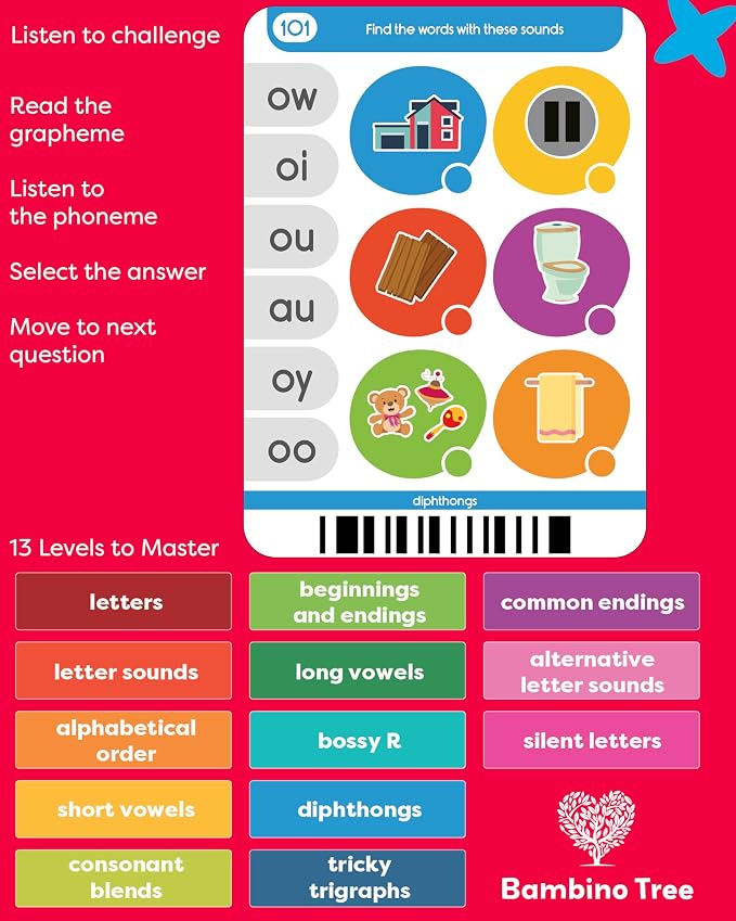 Phonics Machine Learning Pad - Electronic Reading Game for Kids Age 5-11 - Learn to Read with 720 Phonic and Letter Sound Questions - Image 6