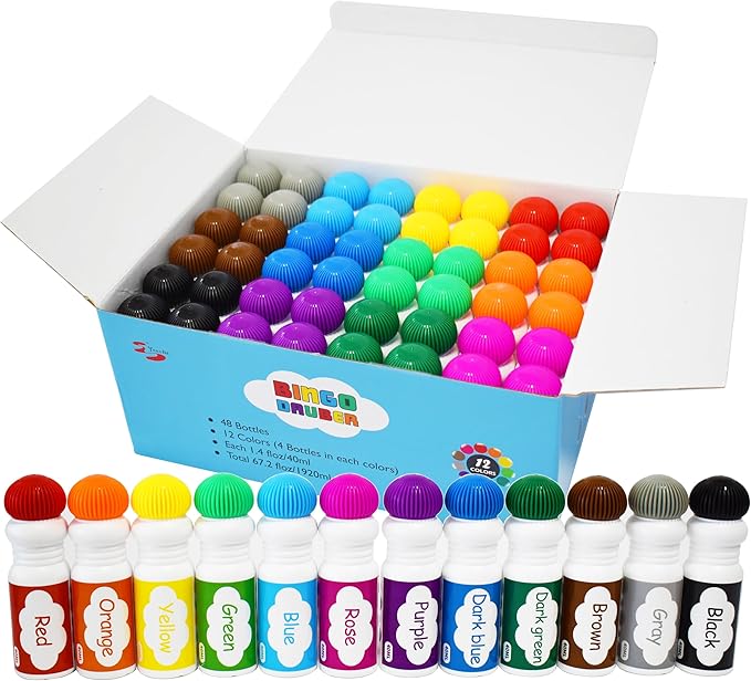 Yuanhe Bingo Daubers Dot Markers - Paint Dotters for Toddlers and Kids Art Supply, Set of 48 Pack (12 Colors)