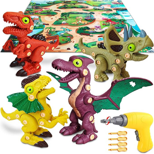 Take Aprts Dinosaur Toys for Kids Age 3 4 5 6 7 Boys with Electric Drill & Play Mat STEM Toys DIY Learning Educational Toy Ideal Birthday Christmas Easter by TROVOGIL