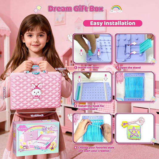 Weaving Loom Kit Toys & Friendship Bracelet Making Kit for Kids, Birthday Christmas Gifts for Girls Ages 6 7 8 9 10-12, Potholder Coaster Rainbow Bands Weaving Kit, Creative DIY Arts and Craft Looms