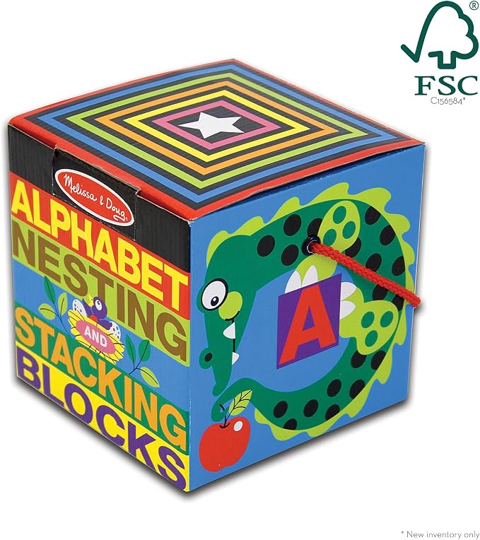 Melissa & Doug Deluxe 10-Piece Alphabet Nesting and Stacking Blocks - FSC Certified - Image 5