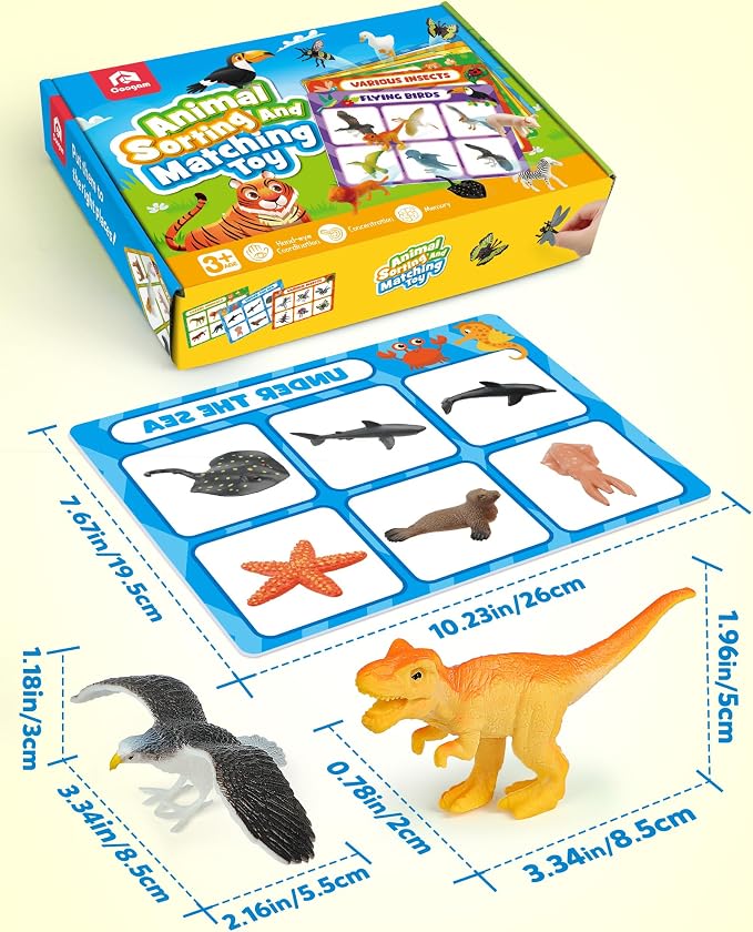 Coogam Sorting Toys for Toddles, Animals Figures Dinosaurs Birds Insects Cognition Matching Game Playset, Fine Motor Learning Activities Educational Toy Gift for 3 4 5 Year Old Kid - Image 7