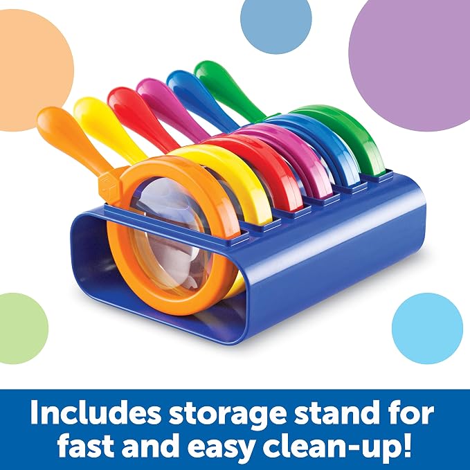 Learning Resources Primary Science Jumbo Magnifiers with Stand - 6 Pieces, Ages 3+, Science Classroom Accessories, Teacher Supplies, Observation Toys for Kids, Back to School Supplies - Image 6