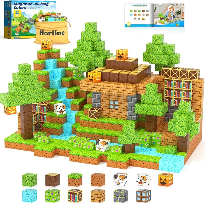 Magnetic Blocks - 100PCS Build Mine Magnet World Forest Cottage Craft Set by Norline