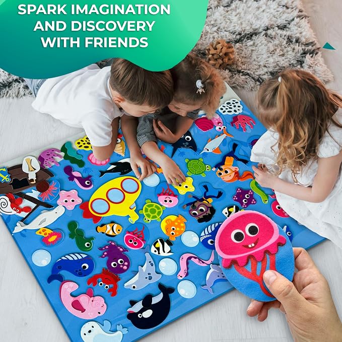 Quokka Ocean Felt Board for Toddlers 61 Pcs - Double-Thick Story Set - Image 5