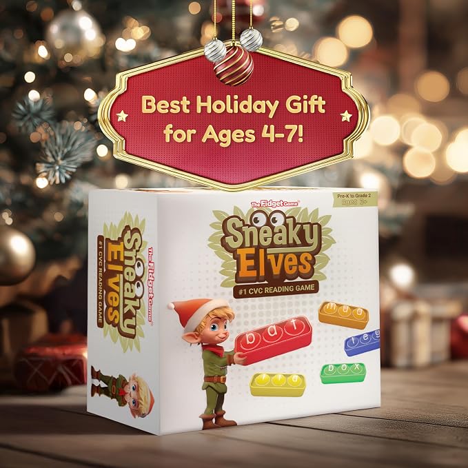 THE FIDGET GAME Sneaky Elves, CVC Sight Words Game, Pop Sensory Toy to Learn and Spell, Educational Kindergarten Classroom Activities, Multisensory Reading and Phonics Flash Cards for Kids 3+ Years - Image 2