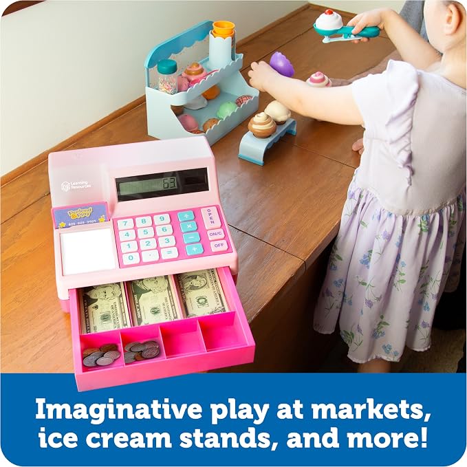 Learning Resources Pretend & Play Calculator Register Toy, Pink - Image 5