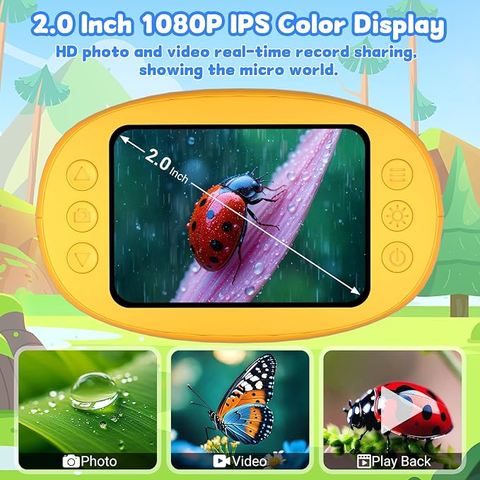 1000X Handheld Microscope for Kids: Pocket Digital Microscope with 2.0''IPS Screen&Photo/Video - Portable Edu Science Kits for Girls Boys - STEM Toys Birthday Gifts Ages 3-6 6-12(Orange) - Image 4