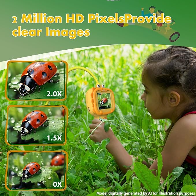 Daxiongmao Borescope Camera with Light for Kids | STEM Science Educational Toy for 3 4 5 6 7 8 9 10 Years Old Boys & Girls | Birthday Gift for Outdoor Adventures & Nature Discovery（Orange） - Image 4