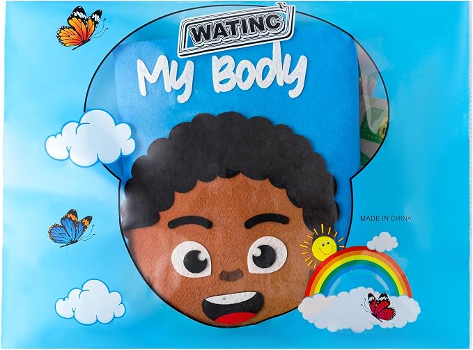 WATINC Body Parts Felt Story Board Set - 35Pcs Flannel Teaching Kit (Brown) - Image 7