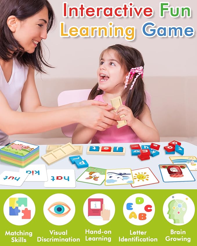 Wooden CVC Word Spelling Games, Montessori Educational Learning Toys Gifts - Image 4