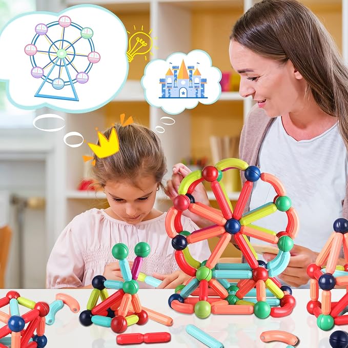 BAKAM Magnetic Building Blocks for Kids Ages 4-8, STEM Construction Toys for Boys and Girls, Large Size Magnetic Sticks and Balls Game Set for Kid’s Early Educational Learning (25PCS) - Image 8