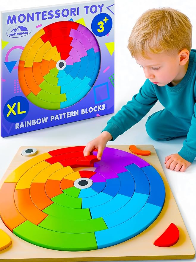 Montessori toys Wooden Pattern Blocks Tangrams for Kids 3-5 Years Old XL by PRO100HOME