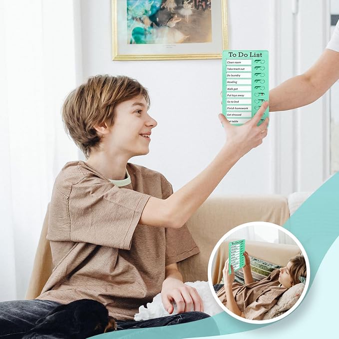 2 Pieces Chores Chart for Kids-Visual Schedule, Plastic Checklist Board, Detachable to Do List Whiteboard, Portable Routine Chart (Bluegreen) - Image 5