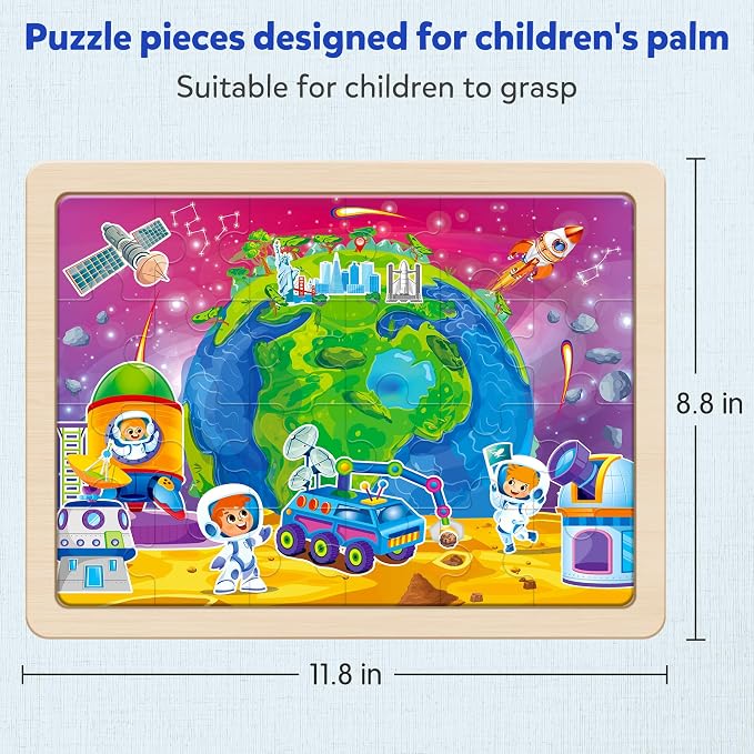 SYNARRY Large USA Map, World Map & Solar System Wooden Puzzles Ages 4-6 - Image 5
