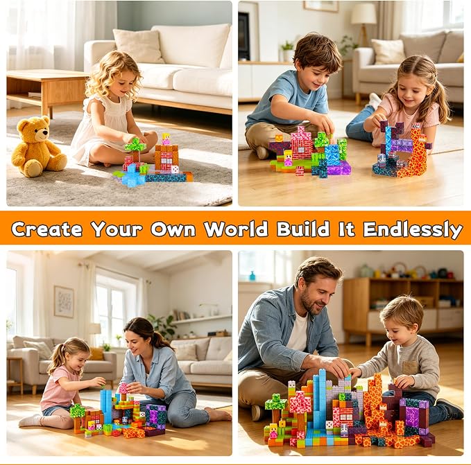 150PCS Magnetic Building Blocks for Kids Ages 3-8, 0.8in STEM Magnetic Cubes, Montessori Construction Toys for Boys Girls, Creative Educational Building Set, Birthday - Image 4