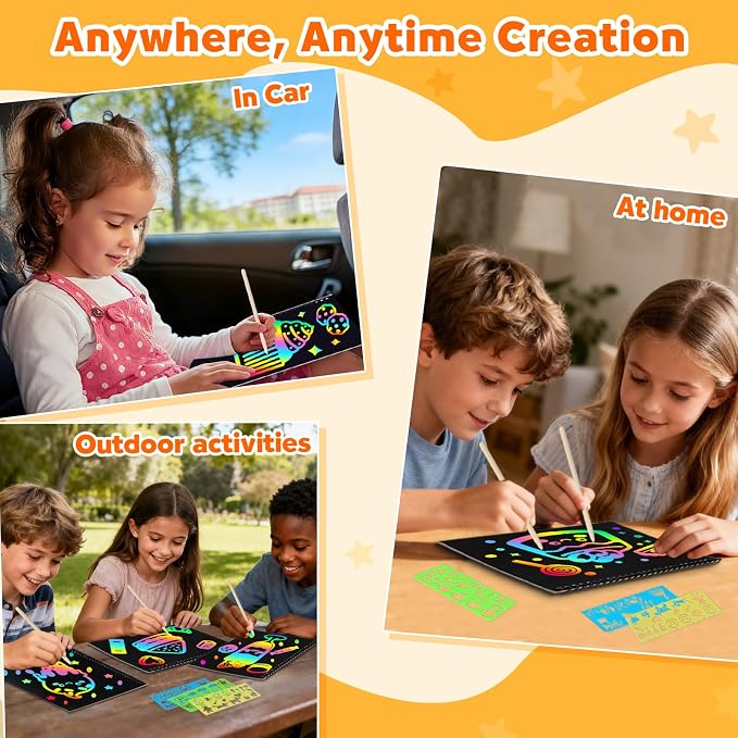 ZMLM Scratch Paper Art-Crafts Gift: 2 Pack Rainbow Notebooks Supplies Toys - Image 3