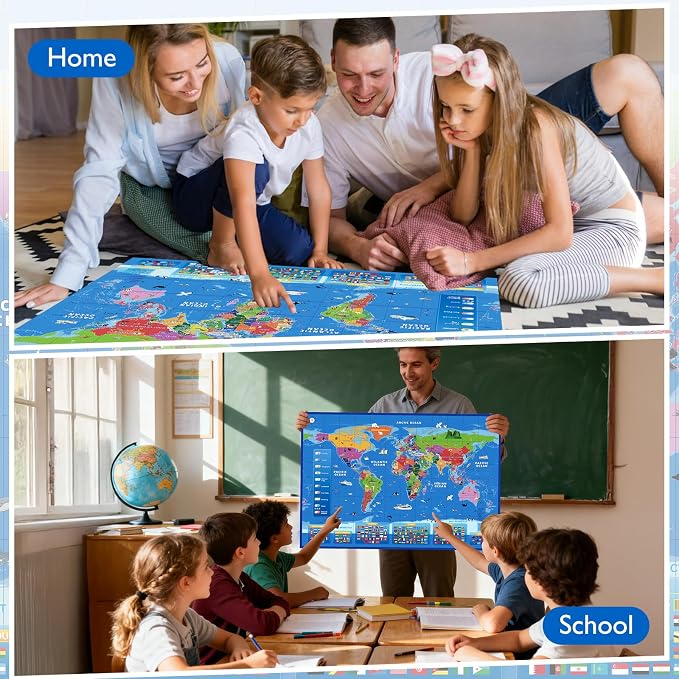 Goldge Interactive World Map for Kids Ages 5-12 with Talking Pen - Image 7