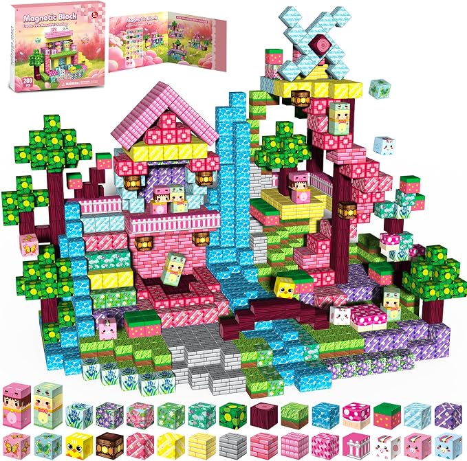 200PCS Magnetic Blocks Magnet Building Cubes STEM Toys for 3+kids Gifts by GRYXPOX-BuildMagwonderWorlds