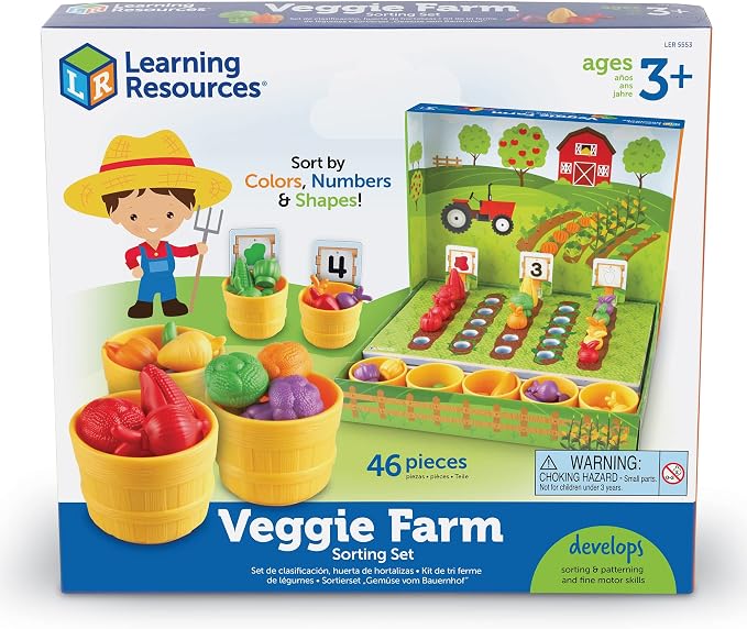 Learning Resources Veggie Farm Sorting Set - 46 Pieces, Ages 3+ Toddler Learning Toys, Preschool Toys for Color Sorting, Food Sorting Game - Image 8