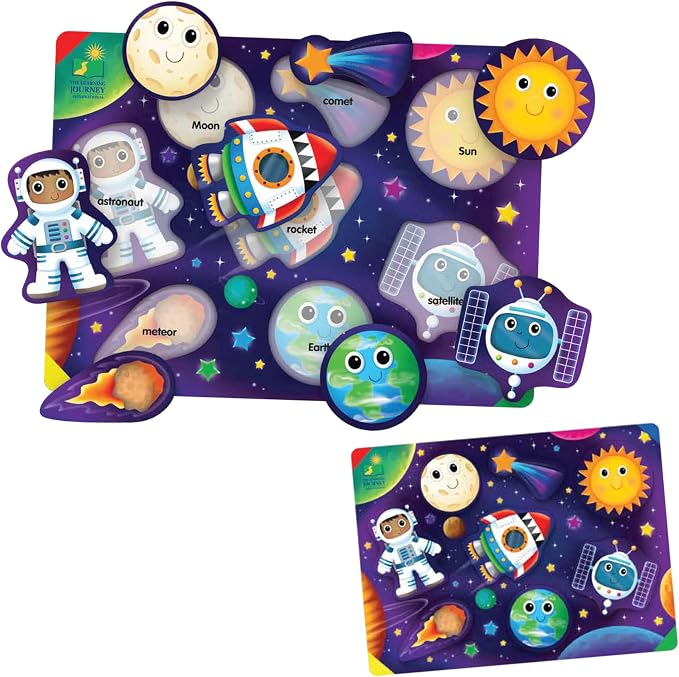 The Learning Journey Space Puzzle Lift & Learn - 26 Pieces - Cardboard, Outer Space Theme for Toddlers 2-5 Years by TheLearningJourney