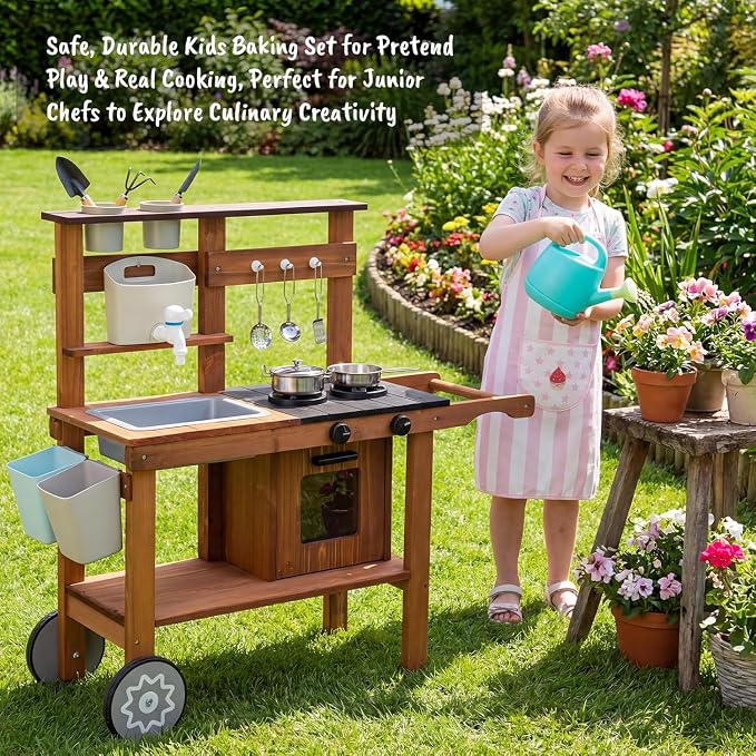 Kid Apron and Chef Hat Set, 3Pcs Children Cooking Baking Set Kits - Image 6