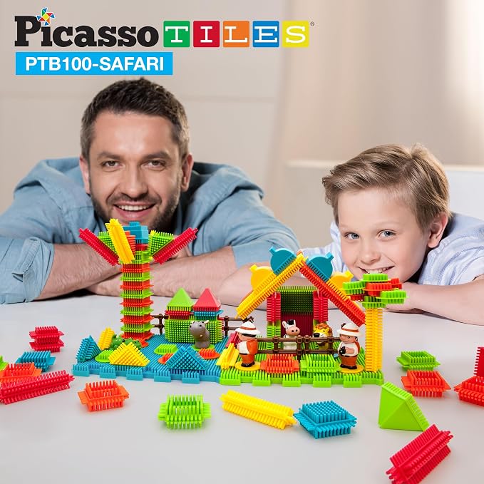 Picasso Toys PTB100 100pcs Hedgehog Block 3D Building Blocks Tiles Safari Theme Set Learning Playset STEM Toy Set Educational Kit Child Brain Development Preschool Kindergarten Toy for Age 3 & Up - Image 2