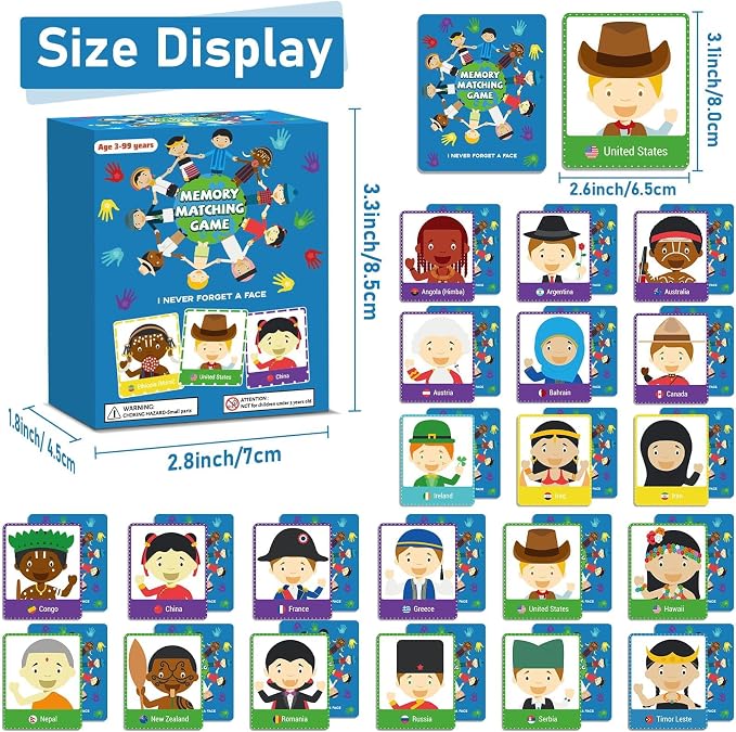gisgfim 100 PCS Memory Matching Game Never Forget a Face Concentration Memory Card for Kids Educational Ages 3-8 A Fun & Fast Matching Games - Image 2