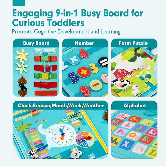 hahaland Busy Board for Toddlers Girls Montessori Toys for 3+ Year Old - Image 2