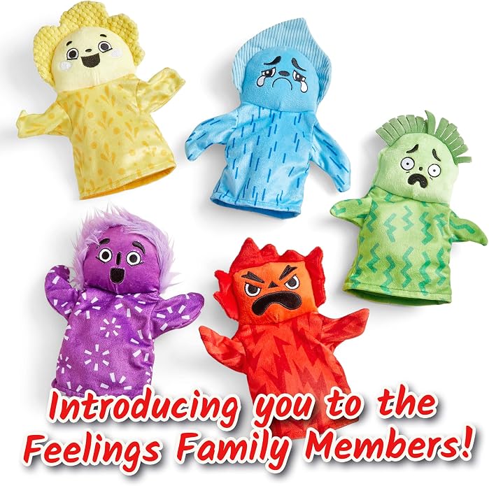 hand2mind Feelings Family Hand Puppets, Emotions Toys, Dramatic Play Therapy Toys for Counselors, Social Emotional Learning Activities, Calm Down Corner Supplies, Social Skills Activities for Kids - Image 2