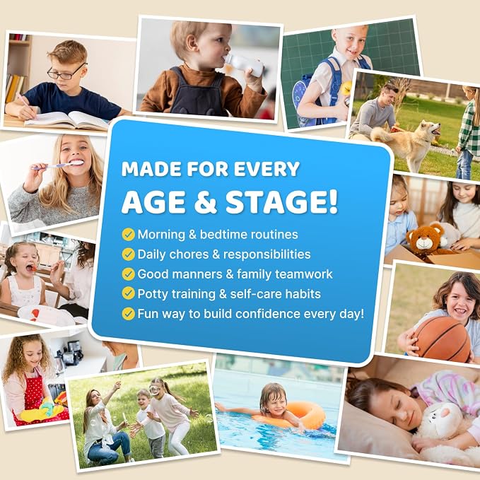 Upgraded Slider 3 in 1 Bedtime/Morning/Weekly Routine Chart for Kids, Magnetic Chore Chart for Kids with 99 Stickers, Cute Visual Schedule for Kid - Image 6