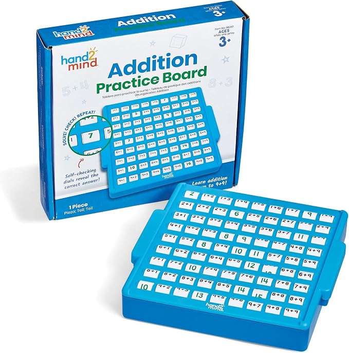 hand2mind Addition Practice Board, Math Facts Games, Number Games, Math Manipulatives Kindergarten, Educational Toys, Kids Learning Toys, Math Centers for Classroom, Preschool Learning Activities by hand2mind