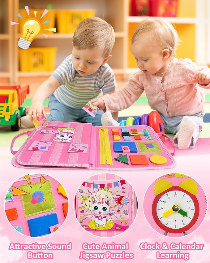Exorany Busy Board Montessori Toys for Toddler Girl Birthday Gift Busy Book - Image 4