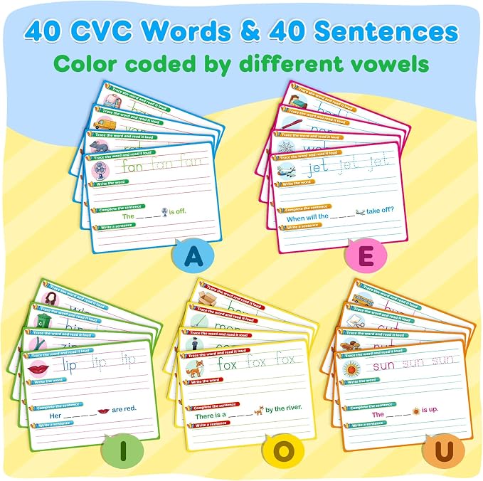 20PACK CVC Word Games Sight Words Flash Cards Sentence Building - Image 6