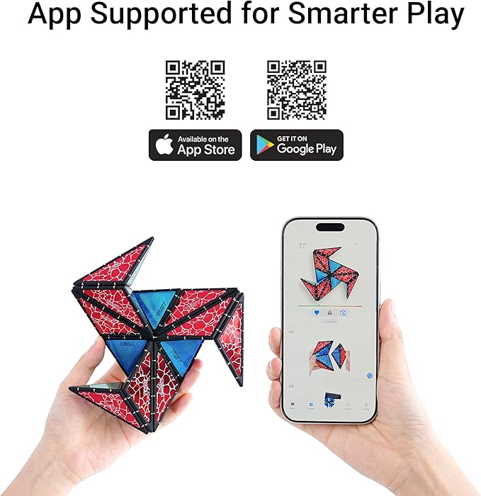 TOSY Magnet Pyramid - 1 Cube Transforms into 1 Billion Shapes, 12 Pieces, 243 Rare Earth Magnets, Glowing, Christmas Stocking Stuffers Gift for Kids, Creative Puzzle STEM Toy, Mixed Set