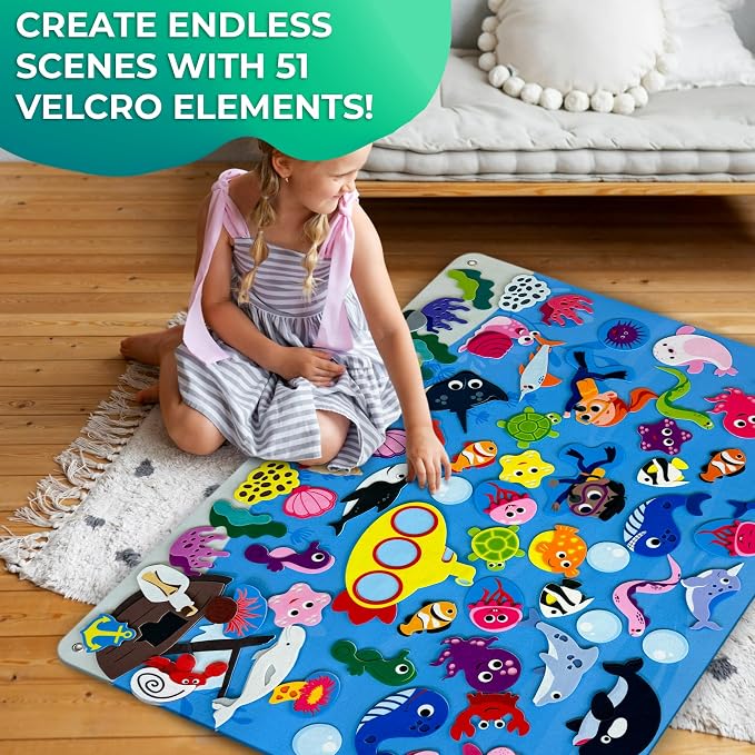 Quokka Ocean Felt Board for Toddlers 61 Pcs - Double-Thick Story Set - Image 3
