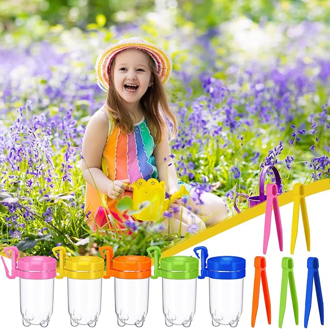 Baderke 10 Pieces Bug Viewer and Bug Insects Tweezer for Kids, Plastic Insect Box Container and Tweezers, Bug Catching Kit Insect Observation Kit for Kids Outdoor Science Nature Exploration - Image 5