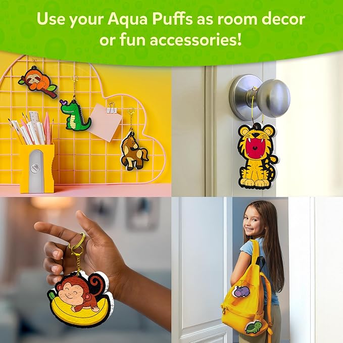 Skillmatics 3D Art Kit - Aqua Puffs Animals, Stocking Stuffers, Paint by Number Craft for Kids, DIY Color & Inflate Activity, Travel & Chirstmas Gift for Girls & Boys Ages 4, 5, 6, 7, 8, 9, 10