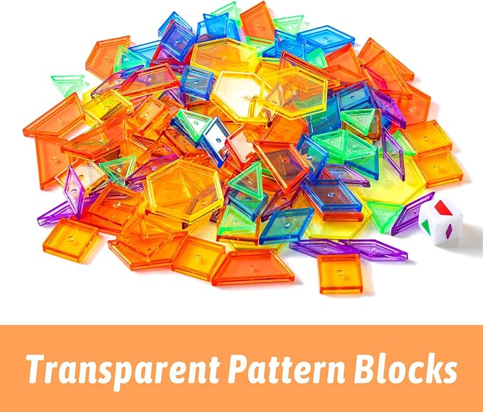 128 Pcs Translucent Pattern Blocks – Geometric Shapes for Light Table - Image 5