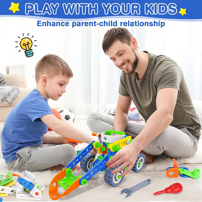 MOONTOY STEM Toys for 4 5 6 7 8+ Year Old Boy Birthday Gift, Building Toys for Kid Age 4-8 5-7 6-8 8-12, Preschool Educational Stem Kit for Boy Girl Christmas Idea Gift, 152PCS, 12 in 1 Building Toys - Image 5