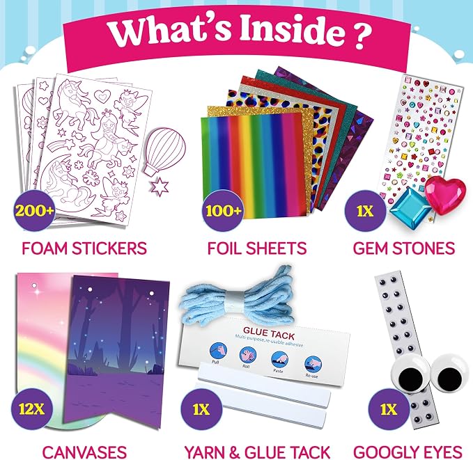 Funcils Foil Art Craft Kit - Unicorn & Princess Sticker Activity for Kids - Image 2