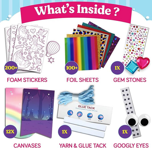 Funcils Foil Art Craft Kit - Unicorn & Princess Sticker Activity for Kids - Image 2