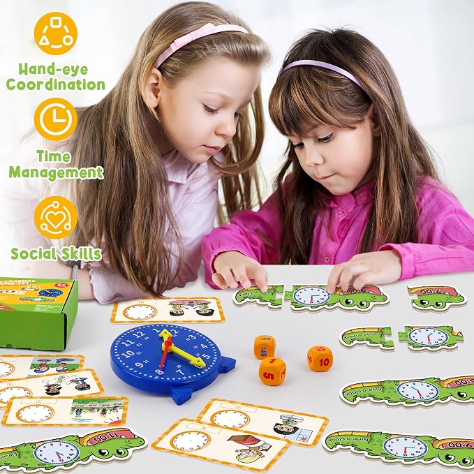 Edulok Toddler Learning Clock, Telling Time Teaching Clock for Kids, Math Manipulatives, Math Puzzle Games, Kindergarten Educational Sensory Toys, Preschool Learning Activities, Homeschool Supplies - Image 4